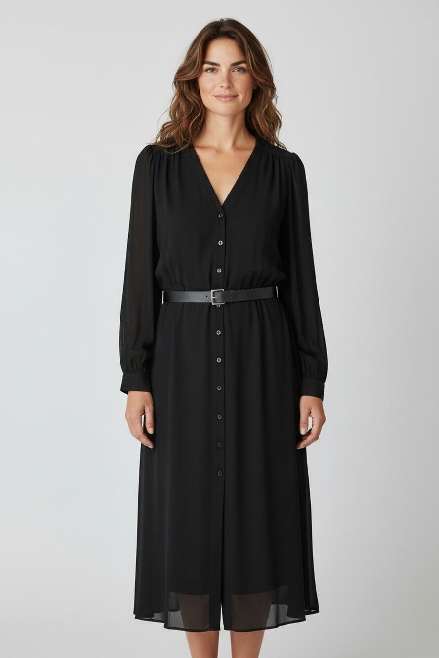 A5 NEW MICHAEL KORS Kate Black Belted Button Down Dress Size 3X